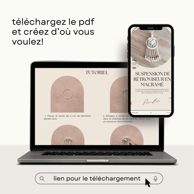 Tutoriel pdf suspension de rétroviseur en macramé (à télécharger)