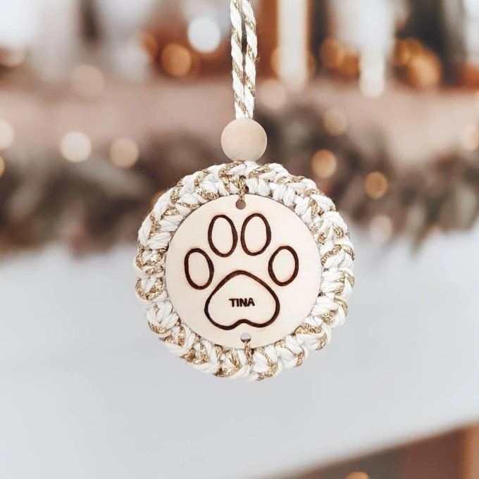 boule de Noël empreinte chien + nom