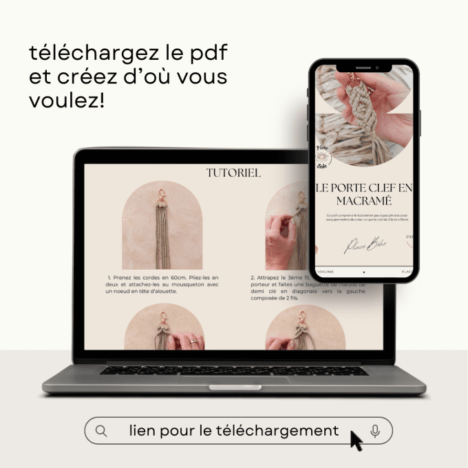 Tutoriel pdf  le porte clef en macramé